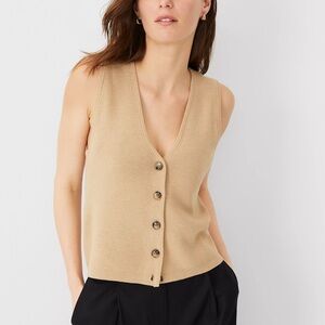 Tan Cotton Blend Vest Style Top